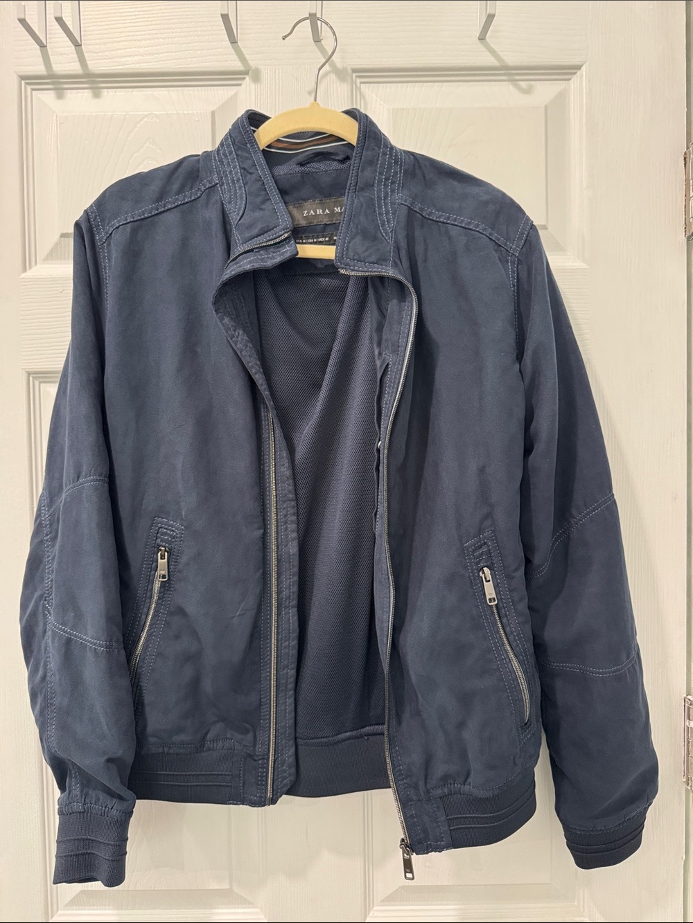 Zara Men's Dark Navy Bomber Jacket